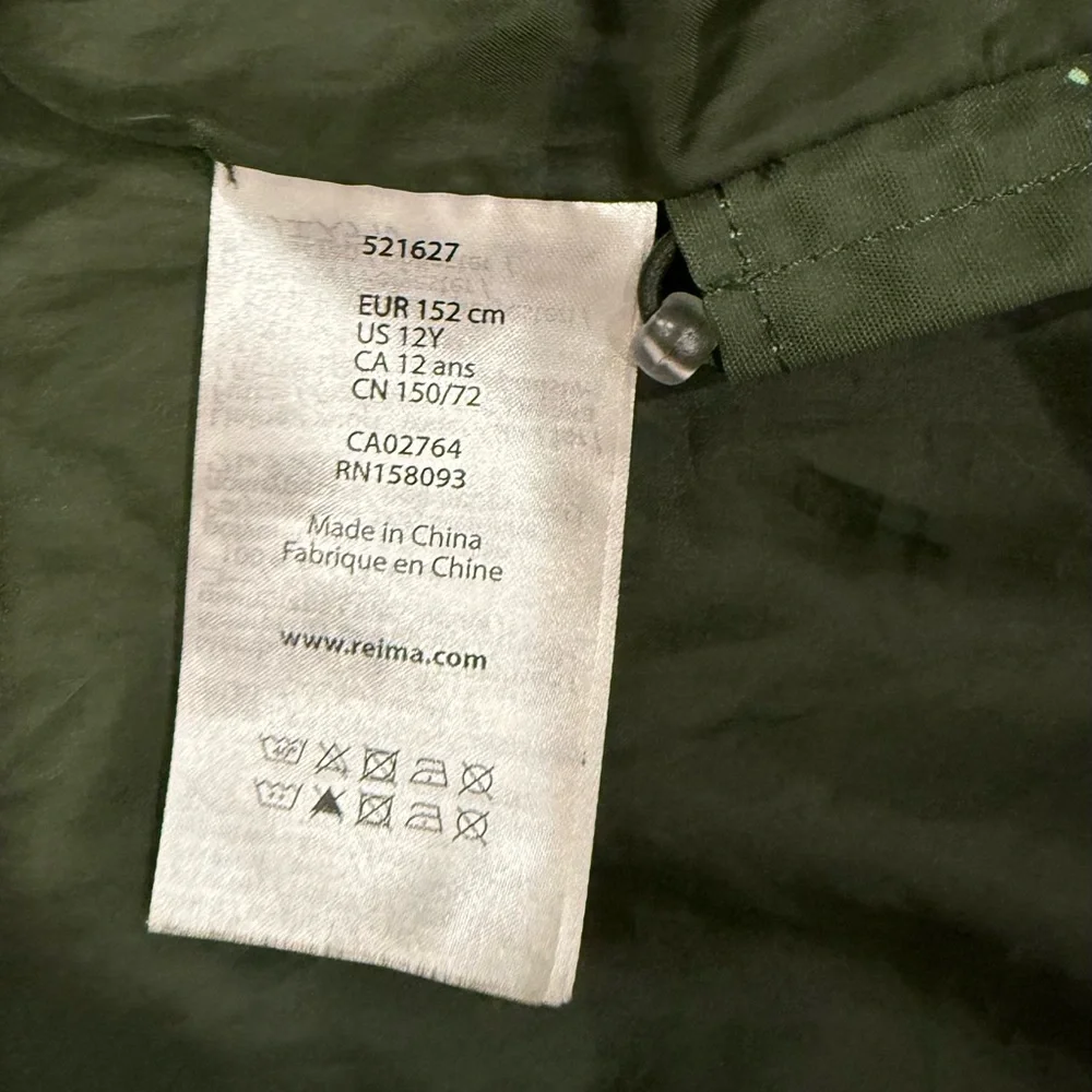 Children's Green Geo-Print Hooded Rain Jacket